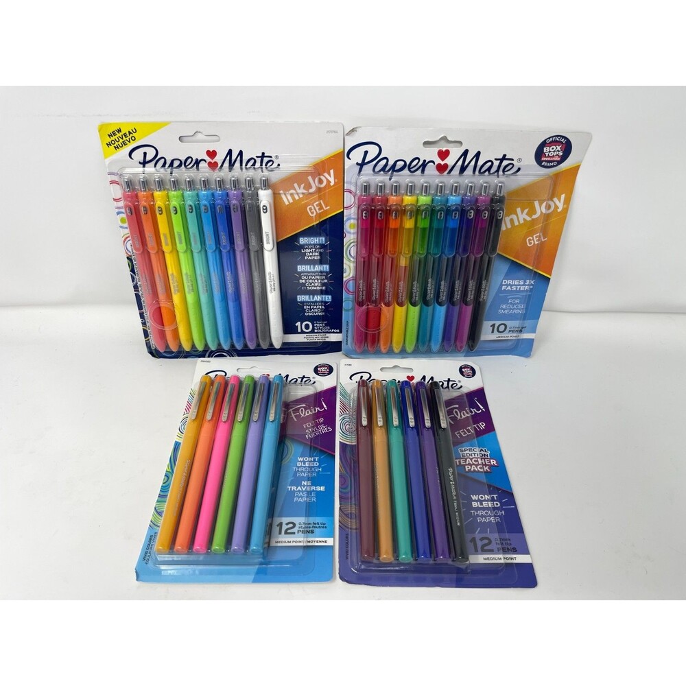 Paper Mate  (20) Ink Joy + (24) Flair Felt Tip Pens~Med Pt .07~Assorted Colors